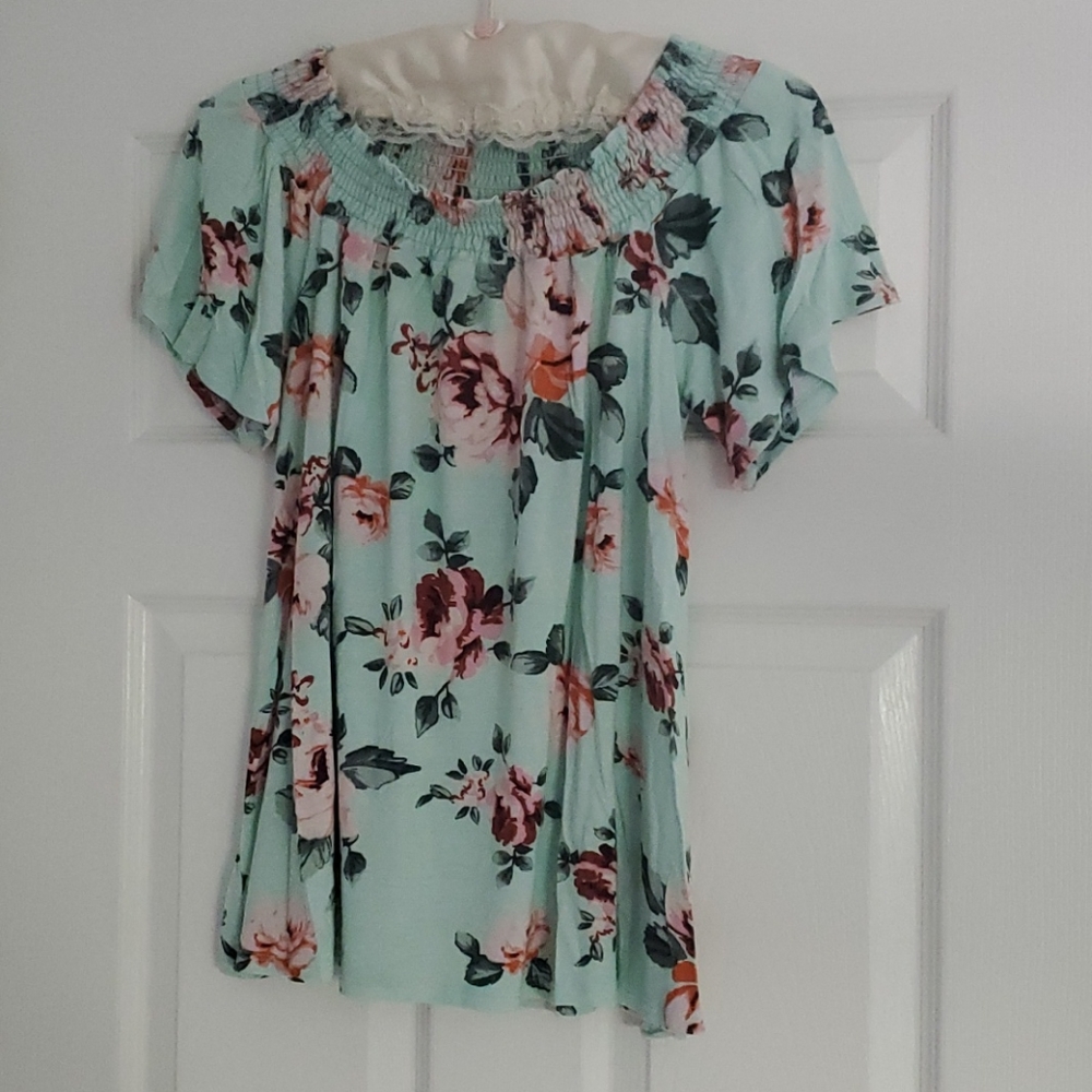 P.S. Kate Mint Floral Top